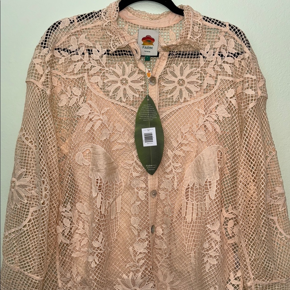 Farm Rio Sand Landscape Guipure Shirt size L - Picture 11 of 13